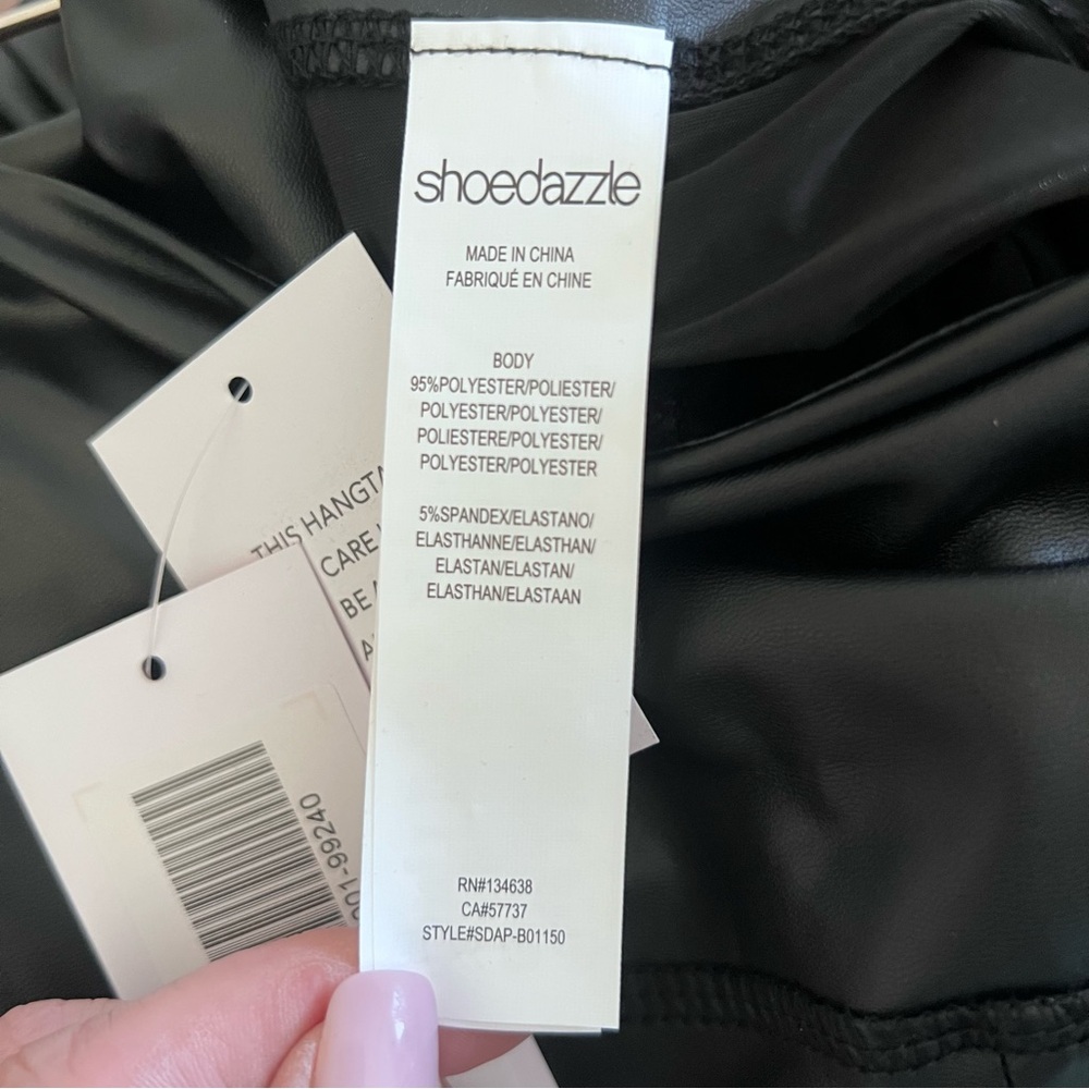 Shoe Dazzle Black Faux Leather Leggings - Picture 3 of 6